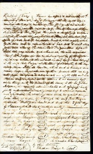 Primary view of object titled '[Document of court ruling regarding the estate of Peter Frazee]'.