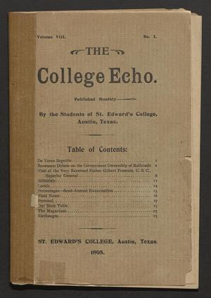 The College Echo. (Austin, Tex.), Vol. 8, No. 1, Ed. 1 Tuesday, January 1, 1895