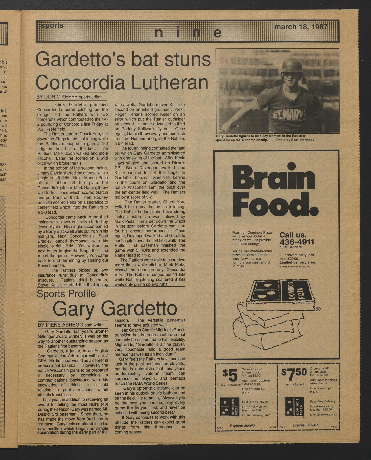The Rattler (San Antonio, Tex.), Vol. 72, No. 6, Ed. 1 Wednesday, March 18, 1987
                                                
                                                    [Sequence #]: 9 of 12
                                                