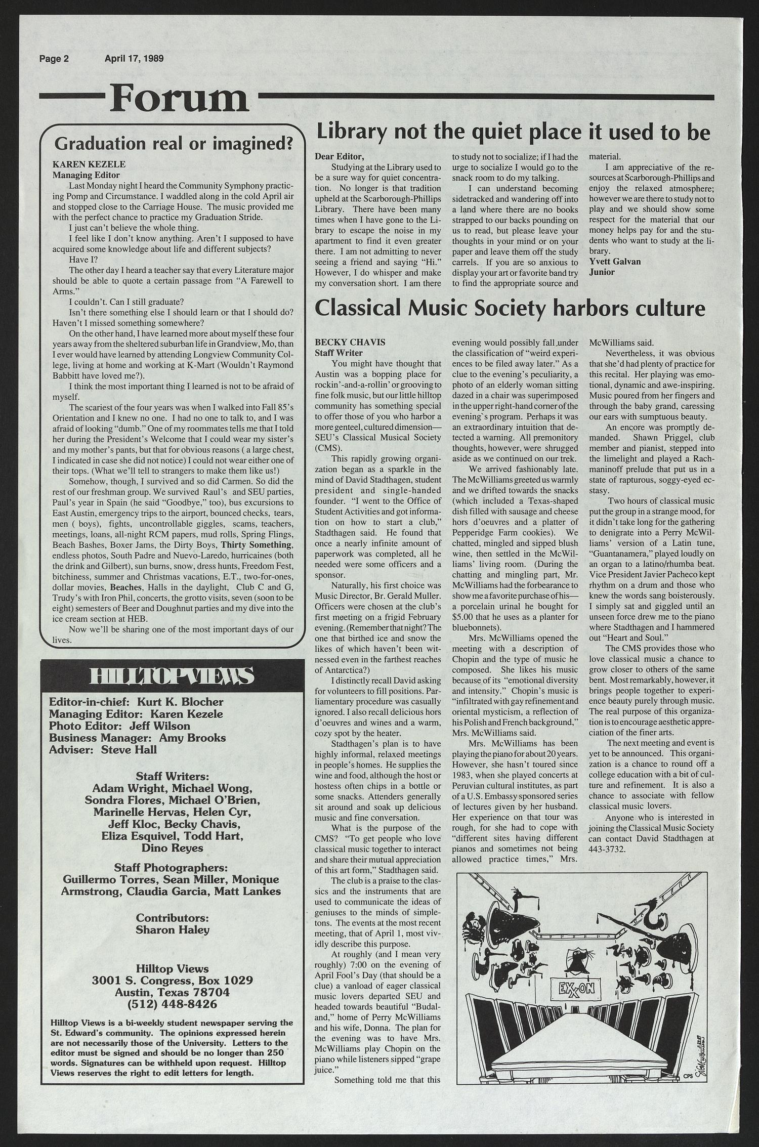 Hilltop Views (Austin, Tex.), Vol. 3, No. 13, Ed. 1 Monday, April 17, 1989
                                                
                                                    [Sequence #]: 2 of 8
                                                