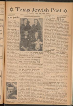 Primary view of object titled 'Texas Jewish Post (Fort Worth, Tex.), Vol. 3, No. 24, Ed. 1 Thursday, November 24, 1949'.