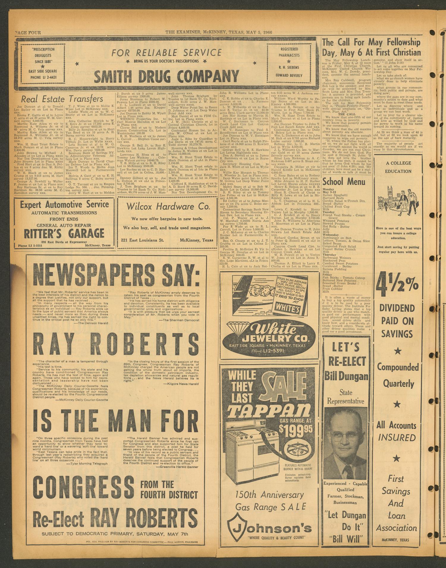 The McKinney Examiner (McKinney, Tex.), Vol. 80, No. 33, Ed. 1 Thursday, May 5, 1966
                                                
                                                    [Sequence #]: 10 of 12
                                                