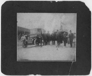 Primary view of object titled '[Colonel Hugh Benton Moore, Captain A. B. Wolvin and others at the Texas City docks around 1907]'.