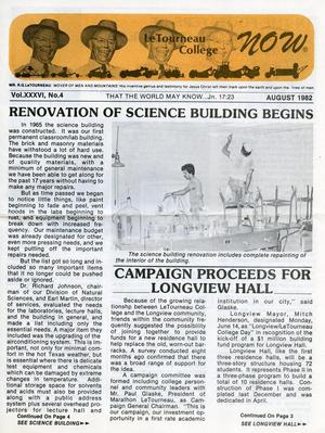 LeTourneau College NOW, Volume 36, Number 4, August 1982