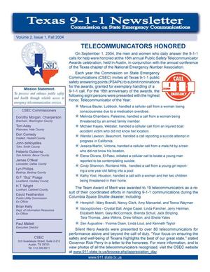 Texas 9-1-1 Newsletter, Volume 2, Number 1, Fall 2004