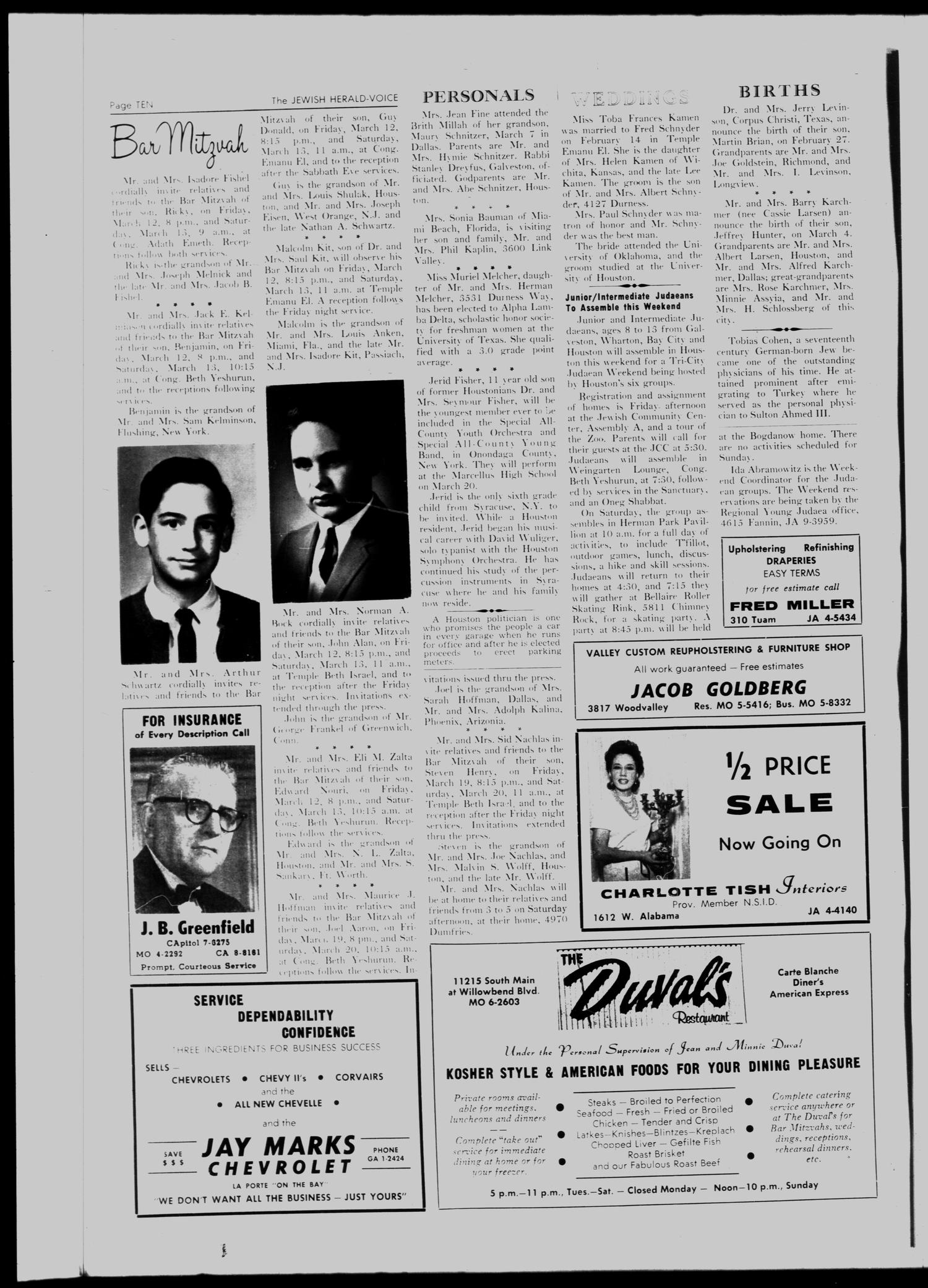 The Jewish Herald-Voice (Houston, Tex.), Vol. 59, No. 51, Ed. 1 Thursday, March 11, 1965
                                                
                                                    [Sequence #]: 10 of 14
                                                
