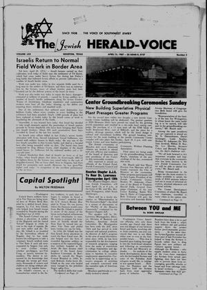 Primary view of object titled 'The Jewish Herald-Voice (Houston, Tex.), Vol. 62, No. 2, Ed. 1 Thursday, April 13, 1967'.