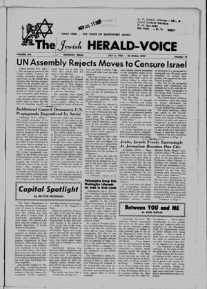 Primary view of object titled 'The Jewish Herald-Voice (Houston, Tex.), Vol. 62, No. 14, Ed. 1 Thursday, July 6, 1967'.