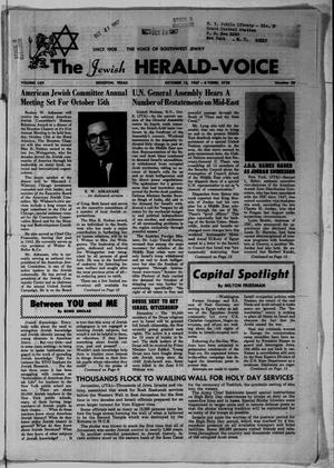 Primary view of object titled 'The Jewish Herald-Voice (Houston, Tex.), Vol. 62, No. 28, Ed. 1 Thursday, October 12, 1967'.