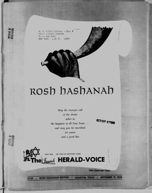 Primary view of object titled 'The Jewish Herald-Voice (Houston, Tex.), Vol. 63, No. 25, Ed. 1 Thursday, September 19, 1968'.