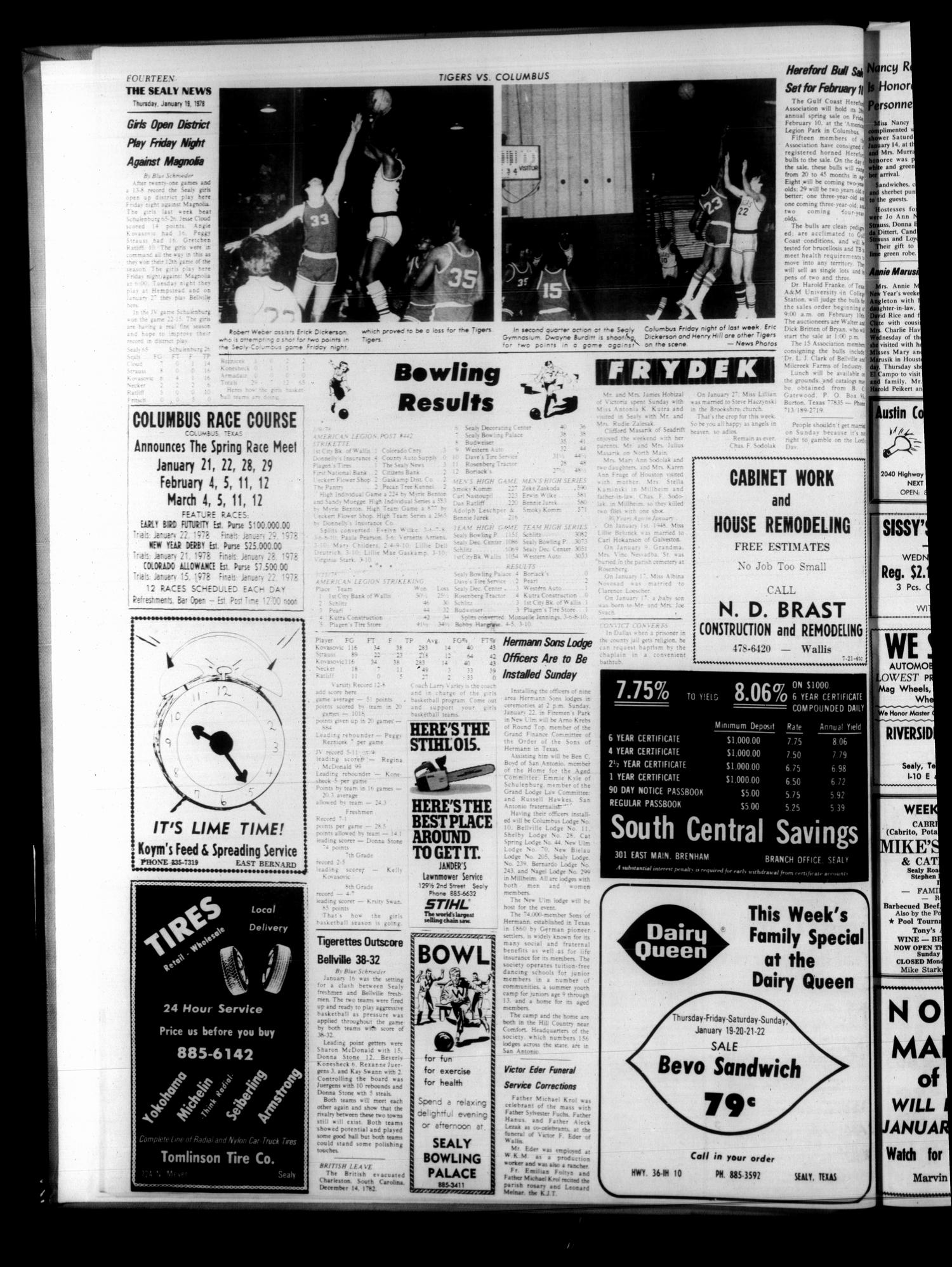 The Sealy News (Sealy, Tex.), Vol. 90, No. 43, Ed. 1 Thursday, January 19, 1978
                                                
                                                    [Sequence #]: 14 of 16
                                                