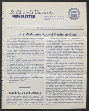 Primary view of object titled 'St. Edward's University Newsletter (Austin, Tex.), Vol. 4, No. 1, Ed. 1 Monday, September 1, 1958'.