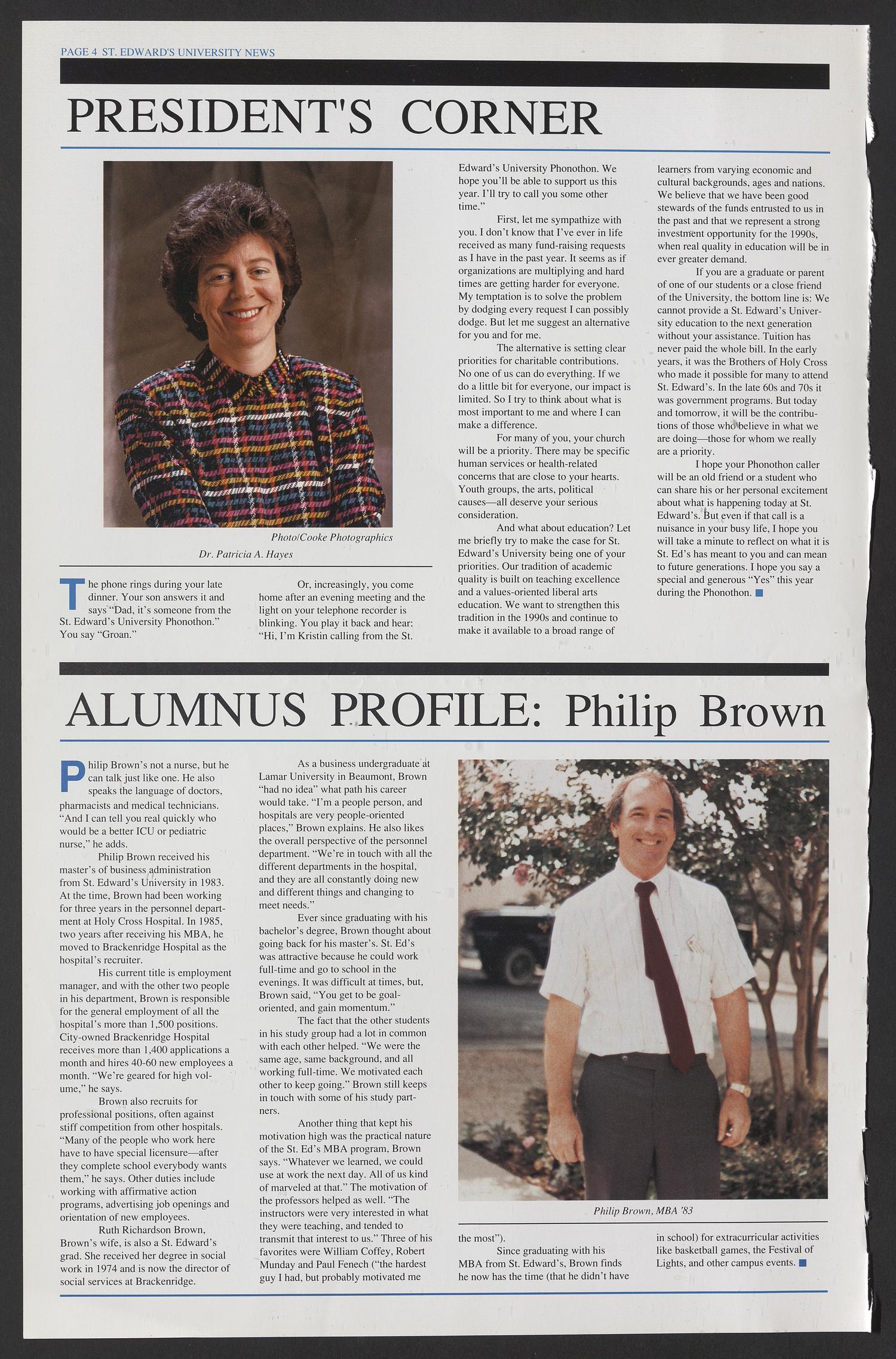 St. Edward's University News (Austin, Tex.), Vol. 32, No. 2, Ed. 1 Friday, September 1, 1989
                                                
                                                    [Sequence #]: 4 of 8
                                                
