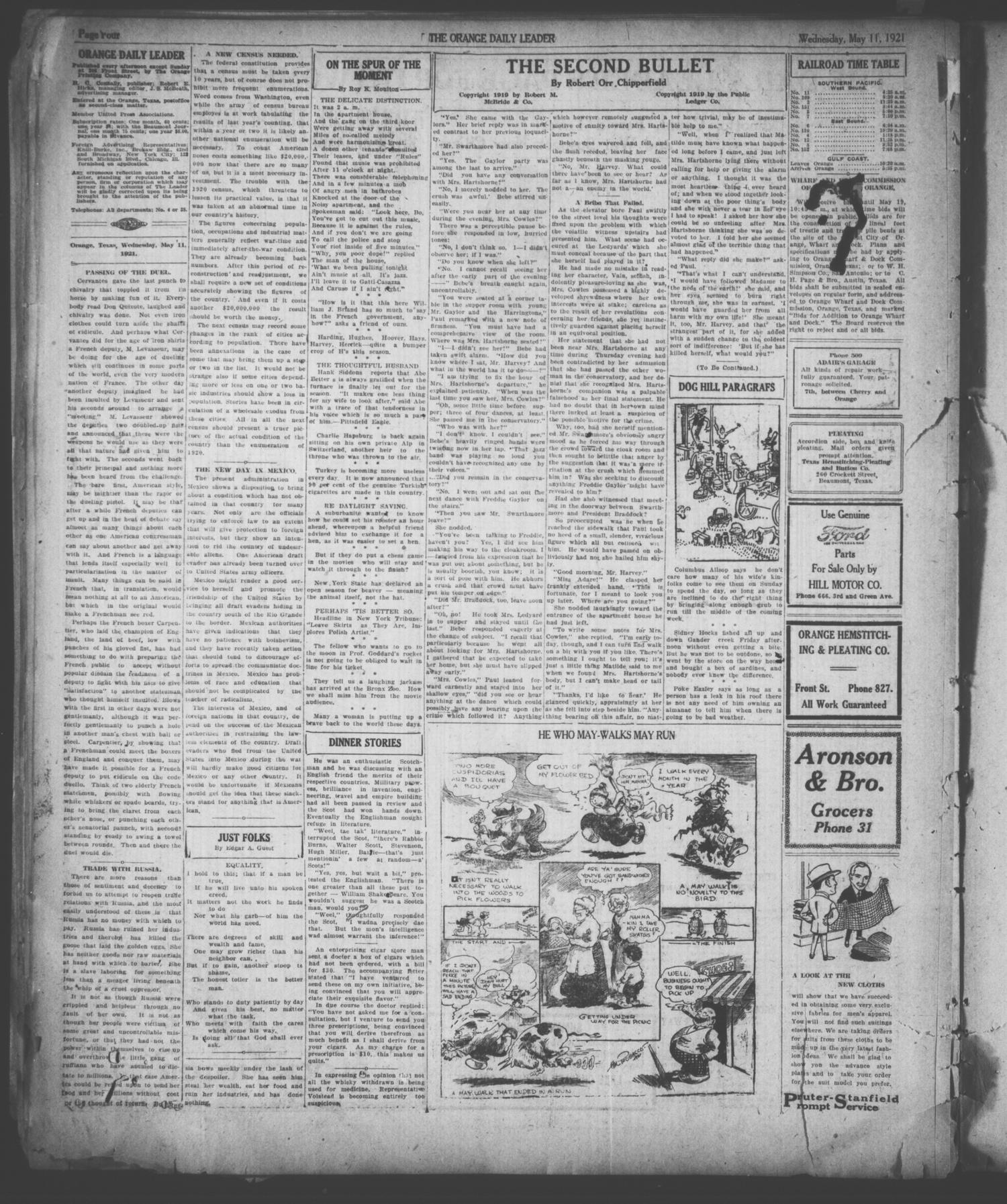 The Orange Daily Leader (Orange, Tex.), Vol. 17, No. 112, Ed. 1 Wednesday, May 11, 1921
                                                
                                                    [Sequence #]: 4 of 10
                                                