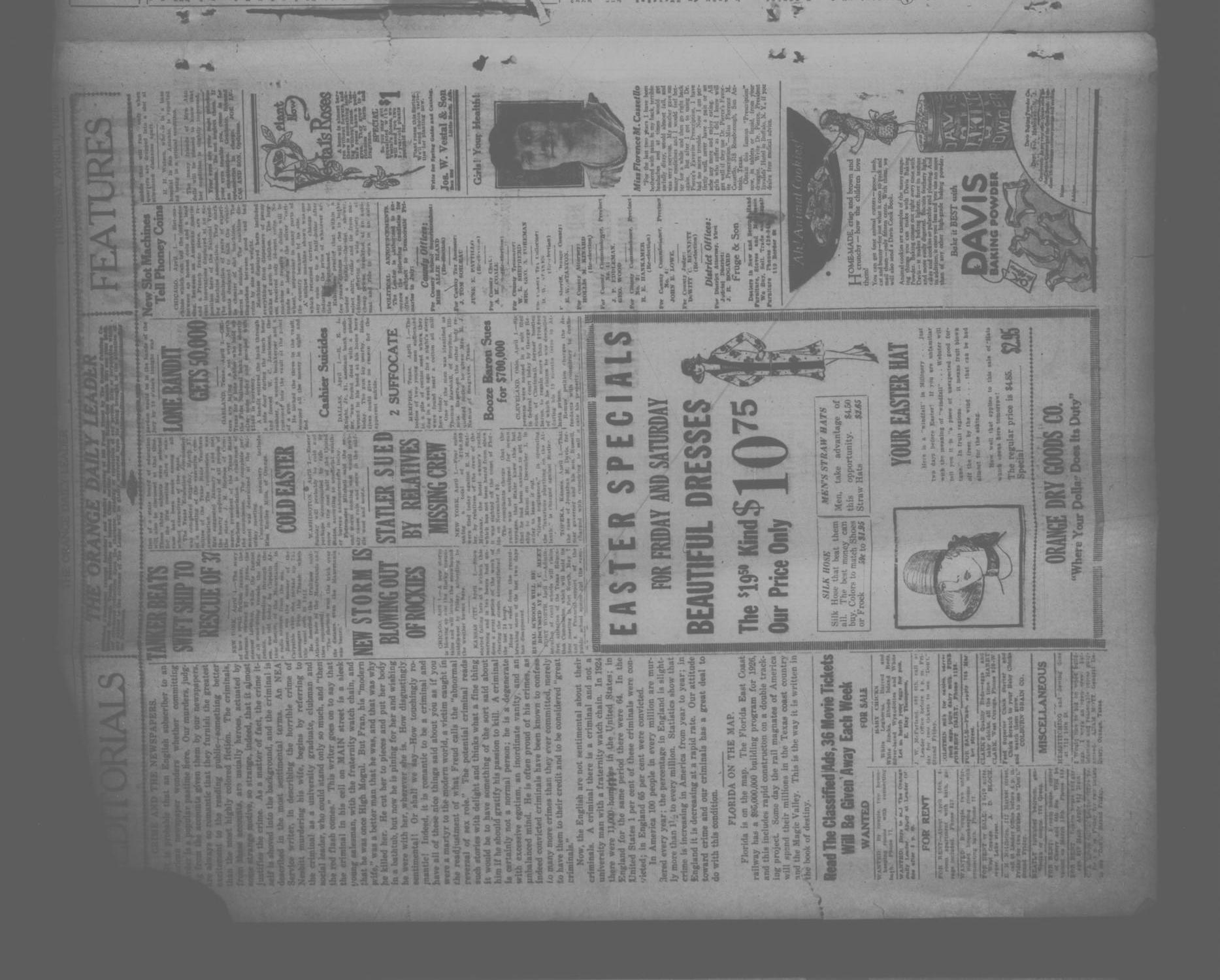The Orange Daily Leader (Orange, Tex.), Vol. 11, No. [237], Ed. 1 Thursday, April 1, 1926
                                                
                                                    [Sequence #]: 2 of 4
                                                