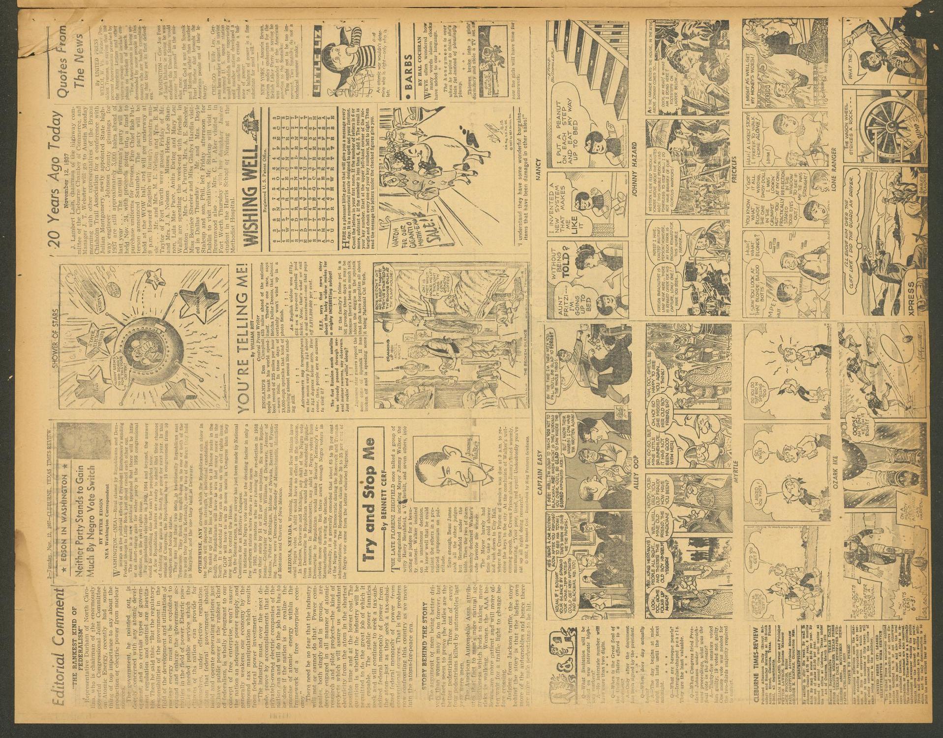 Cleburne Times-Review (Cleburne, Tex.), Vol. 53, No. 33, Ed. 1 Tuesday, November 12, 1957
                                                
                                                    [Sequence #]: 2 of 8
                                                