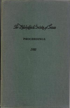 Philosophical Society of Texas, Proceedings of the Annual Meeting: 1980