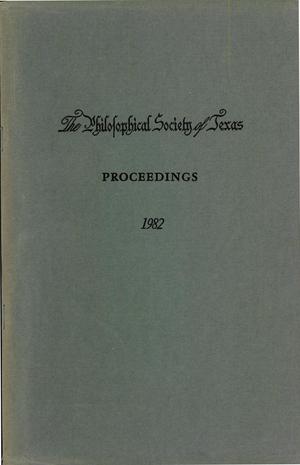 Philosophical Society of Texas, Proceedings of the Annual Meeting: 1982