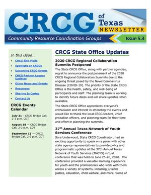 Primary view of object titled 'CRCG Newsletter, Number 5.3, July 2020'.