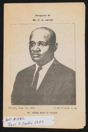 Primary view of object titled '[Funeral Program for Paul E. Castle, June 14, 1957]'.