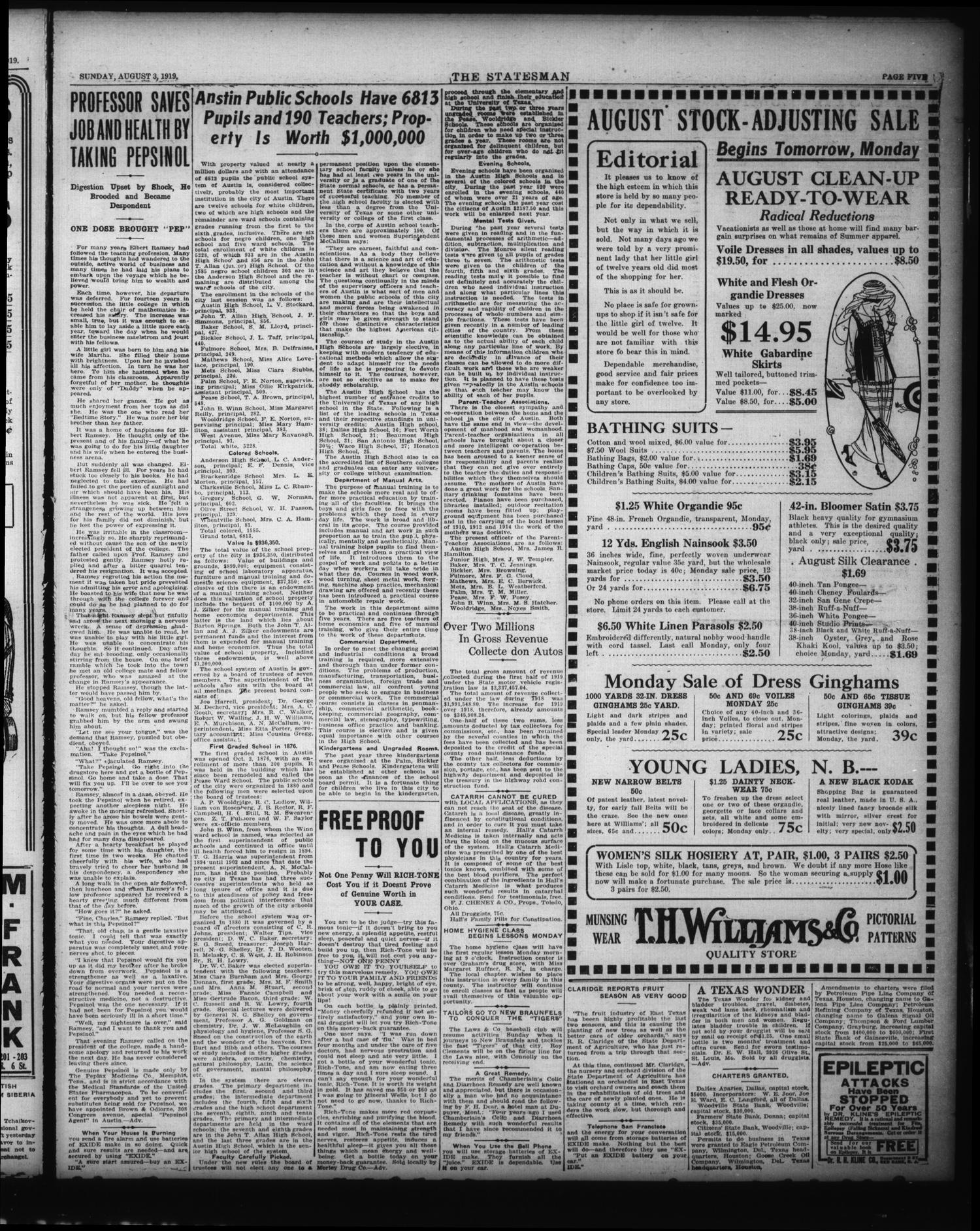 The Statesman (Austin, Tex.), Vol. 48, No. 120, Ed. 1 Sunday, August 3, 1919
                                                
                                                    [Sequence #]: 5 of 26
                                                