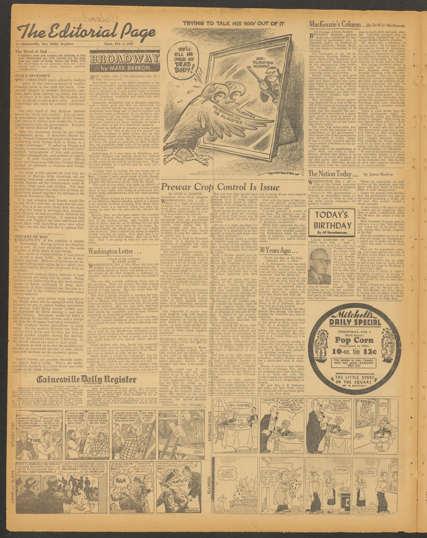 Gainesville Daily Register and Messenger (Gainesville, Tex.), Vol. 59, No. 134, Ed. 1 Tuesday, February 1, 1949
                                                
                                                    [Sequence #]: 2 of 8
                                                