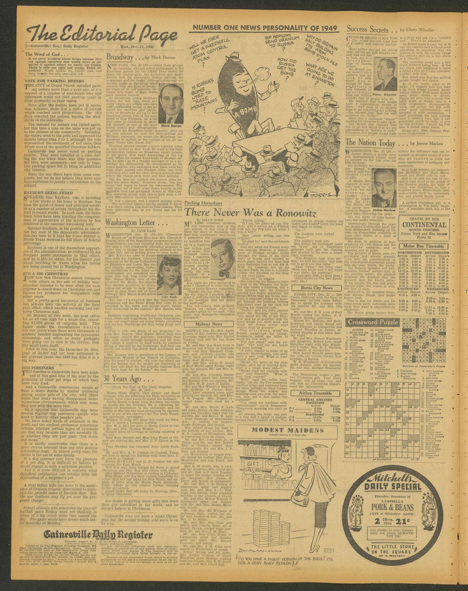 Gainesville Daily Register and Messenger (Gainesville, Tex.), Vol. 60, No. 98, Ed. 1 Wednesday, December 21, 1949
                                                
                                                    [Sequence #]: 2 of 8
                                                