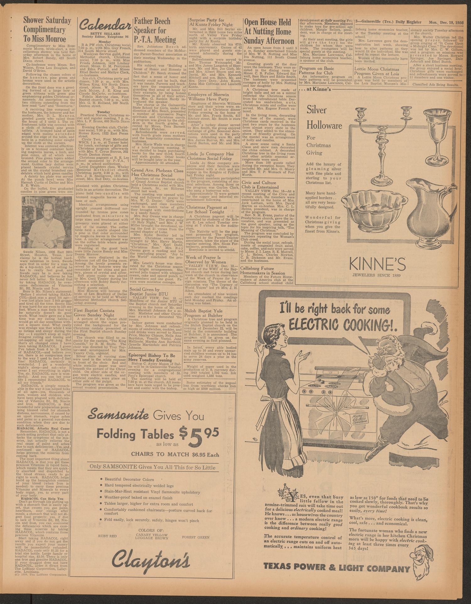 Gainesville Daily Register and Messenger (Gainesville, Tex.), Vol. 61, No. 95, Ed. 1 Monday, December 18, 1950
                                                
                                                    [Sequence #]: 3 of 10
                                                
