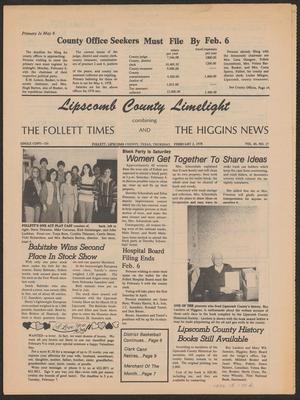 Lipscomb County Limelight (Follett, Tex.), Vol. 65, No. 17, Ed. 1 Thursday, February 2, 1978
