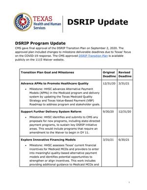 DSRIP Update, September 2020