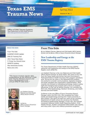 Primary view of object titled 'Texas EMS Trauma News, Volume 9, Number 2, Spring 2022'.