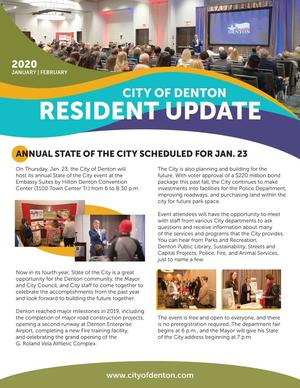 Primary view of object titled 'City of Denton Resident Update: January/February 2020'.