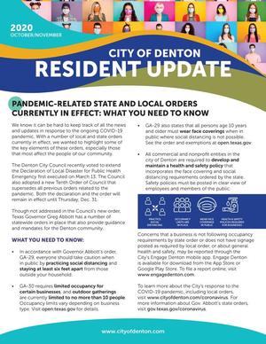 Primary view of object titled 'City of Denton Resident Update: October/November 2020'.