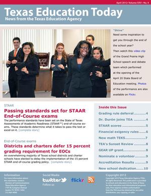 Texas Education Today, Volume 25, Number 4, April 2012
