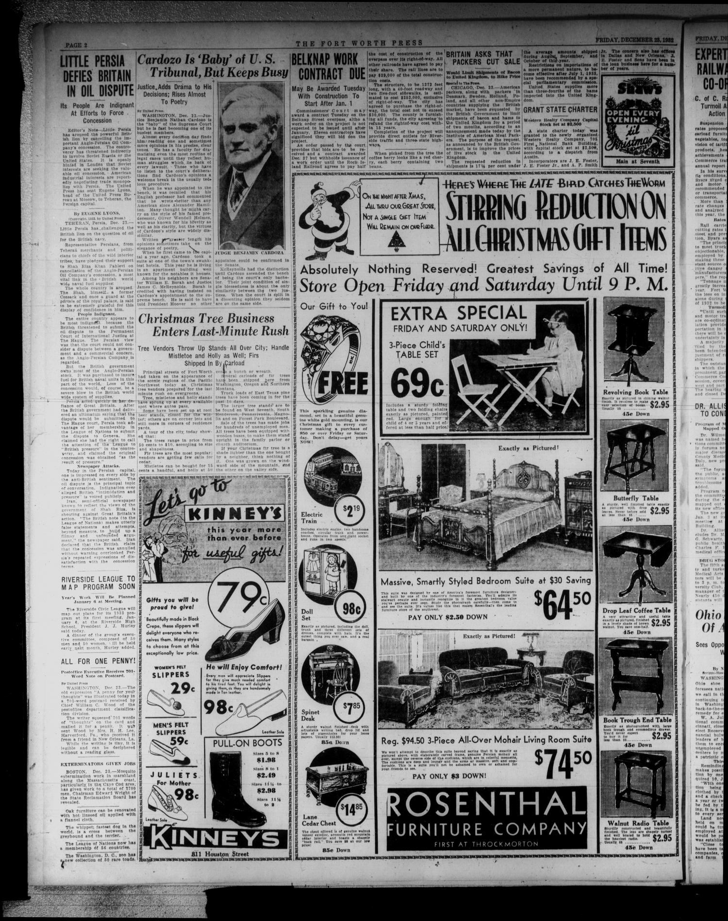 The Fort Worth Press (Fort Worth, Tex.), Vol. 12, No. 70, Ed. 1 Friday, December 23, 1932
                                                
                                                    [Sequence #]: 2 of 24
                                                