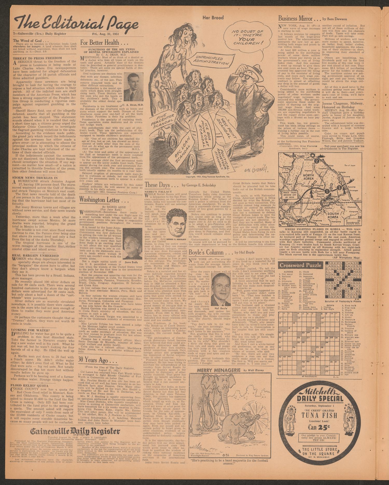 Gainesville Daily Register and Messenger (Gainesville, Tex.), Vol. 62, No. 2, Ed. 1 Friday, August 31, 1951
                                                
                                                    [Sequence #]: 2 of 8
                                                