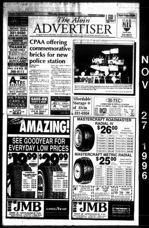 Primary view of object titled 'The Alvin Advertiser (Alvin, Tex.), Ed. 1 Wednesday, November 27, 1996'.