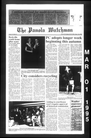 Primary view of object titled 'The Panola Watchman (Carthage, Tex.), Vol. 122, No. 18, Ed. 1 Wednesday, March 1, 1995'.