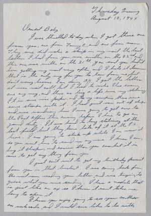 Primary view of object titled '[Letter from Joe Davis to Catherine Davis - August 10, 1944]'.