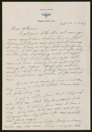 [Letter from Joe Davis to Catherine Davis - October 12, 1943]