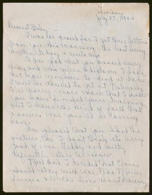 Primary view of object titled '[Letter from Catherine Davis to Joe Davis - July 23, 1944]'.