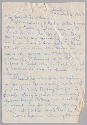 Primary view of object titled '[Letter from Catherine Davis to Joe Davis - December 3, 1944]'.