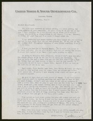Primary view of object titled '[Letter from Catherine Davis to Joe Davis - July 8, 1944]'.