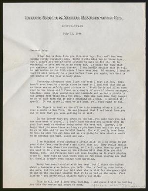 Primary view of object titled '[Letter from Catherine Davis to Joe Davis - July 11, 1944]'.