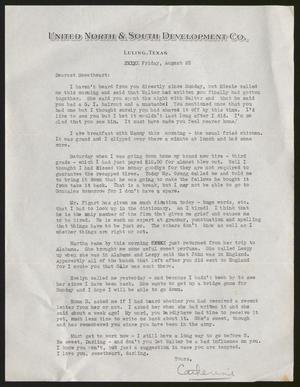 Primary view of object titled '[Letter from Catherine Davis to Joe Davis - August 25, 1944]'.