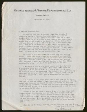Primary view of object titled '[Letter from Catherine Davis to Joe Davis - September 25, 1944]'.