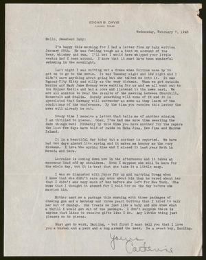 Primary view of object titled '[Letter from Catherine Davis to Joe Davis - February 7, 1945]'.