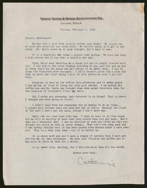 Primary view of object titled '[Letter from Catherine Davis to Joe Davis - Tuesday, February 7, 1945]'.