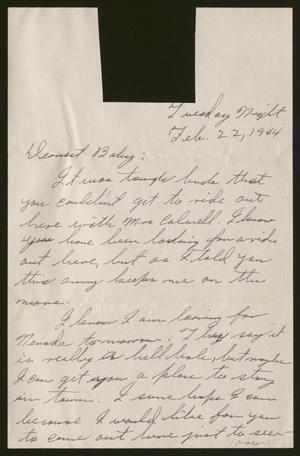 Primary view of object titled '[Letter from Joe Davis to Catherine Davis - February 22, 1944]'.