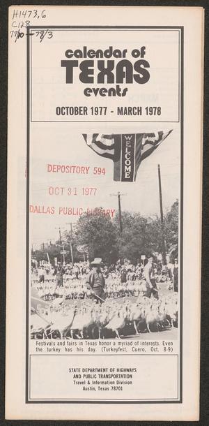 Calendar of Texas Events: October 1977-March 1978